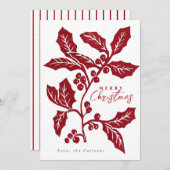 Carte de Noël en linocut à la main (Devant / Derrière)