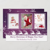 Carte de Noël en métal violet Père Noël (Devant / Derrière)