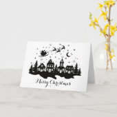 Carte de Noël en noir et blanc (Fleur jaune)