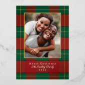 Carte de Noël en or à motif écossais (Recto)