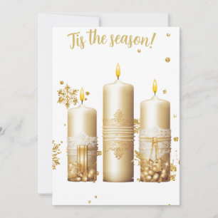 Carte de Noël en or avec bougies