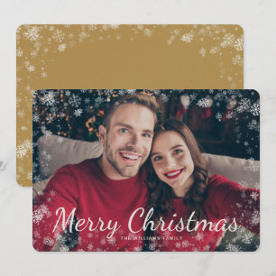 Carte de Noël en or avec photo de joyeux Noël enne