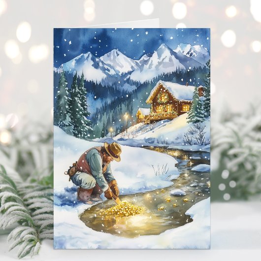 Carte de Noël en or de mine de vacances