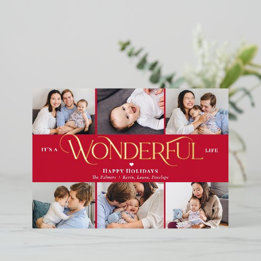 Carte de Noël en papier d'aluminium Wonderful Life (Debout devant)