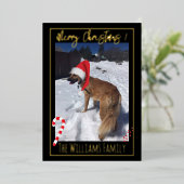 Carte de Noël en papier métallisé avec photo d'un (Debout devant)