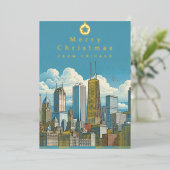 Carte de Noël en papier métallisé avec vue sur Chi (Debout devant)