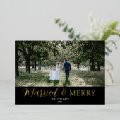 Carte de Noël en papier métallisé pour mariage Mar (Debout devant)