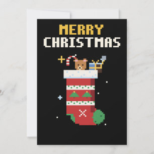 Carte de Noël en pixel art de bas de Noël