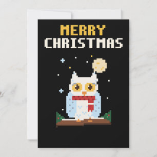 Carte de Noël en pixel art de Harfang des neiges