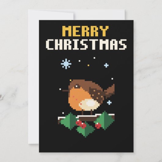 Carte de Noël en pixel art de Robin (Devant)