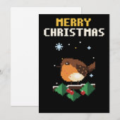 Carte de Noël en pixel art de Robin (Devant / Derrière)