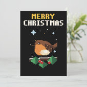 Carte de Noël en pixel art de Robin (Debout devant)