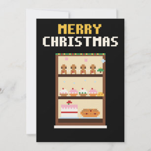 Carte de Noël en pixel art de vitrine de boulanger