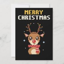 Carte de Noël en pixel art représentant un renne