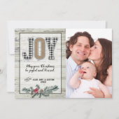 Carte de Noël en plaid de bison de style fermier J (Devant)