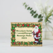 Carte de Noël en polonais Wesołych Świąt (Debout devant)