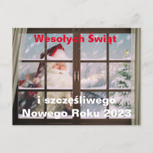 Carte de Noël en polonais Wesołych Świąt Nouvel An