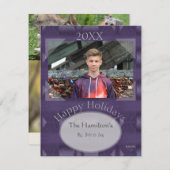 Carte de Noël en violet (Devant / Derrière)