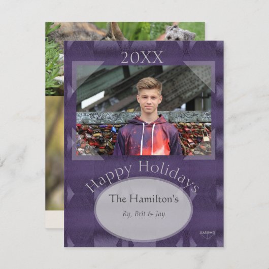 Carte de Noël en violet (Devant / Derrière)