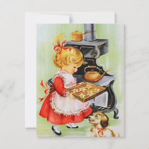 Carte de Noël enfant à cuisson vintage rétro