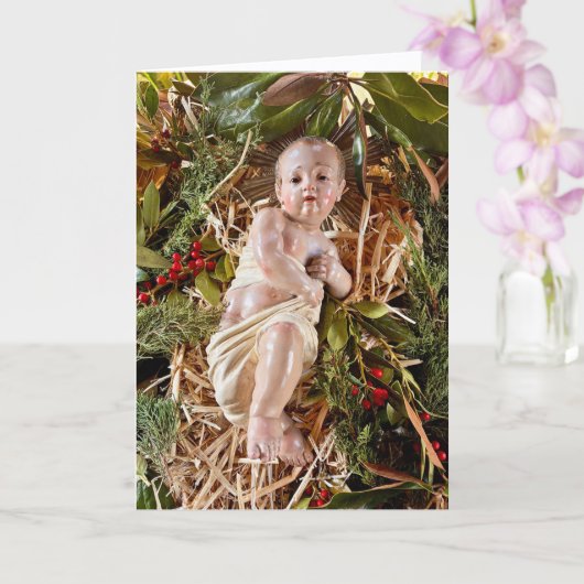 Carte de Noël Enfant dans la crèche (Orchidée)