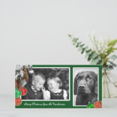 Carte de Noël Enfants et Chien Deux Photo (Debout devant)