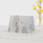Carte de Noël enneigée (Fleur jaune)