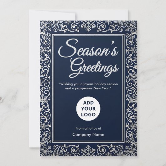 Carte de Noël Entreprise Flocon de Neige de Minuit (Devant)