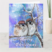 Carte de Noël Éperviers Couple en hiver (Devant)