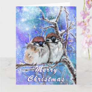 Carte de Noël Éperviers Couple en hiver