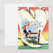 Carte de Noël et du Nouvel An de cowgirl occidenta (Devant / Derrière)