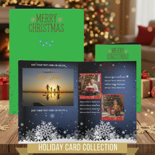 Carte de Noël et Nouvel An multi-photos verte