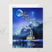 Carte de Noël Étoile et Église "Paix sur Terre" (Devant / Derrière)