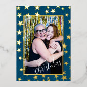 Carte de Noël étoilée avec photo et feuille d'alum (Recto)