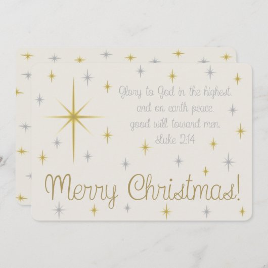 Carte de Noël étoilée blanche (Devant / Derrière)