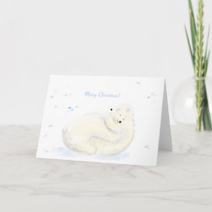 Carte de Noël étreinte à l'ours polaire
