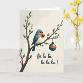Carte de Noël Fa La La Christmas Bird (Fleur jaune)