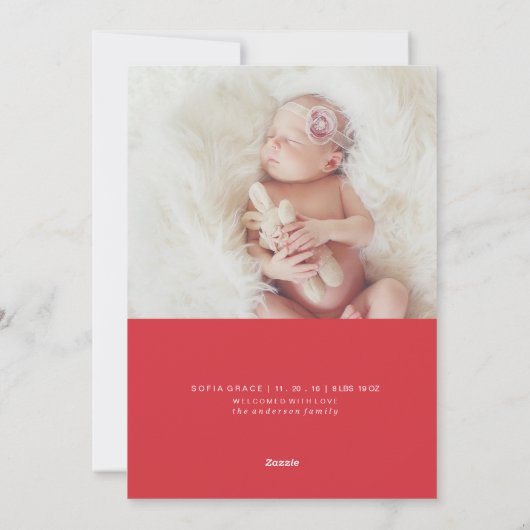 Carte de Noël faire-part de naissance (Dos)