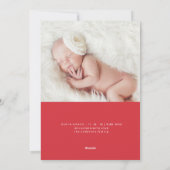 Carte de Noël faire-part de naissance (Dos)