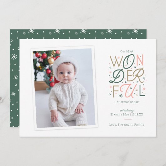 Carte de Noël faire-part de naissance (Devant / Derrière)