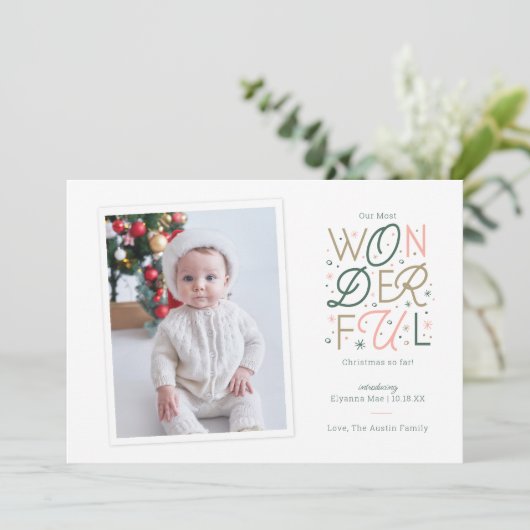 Carte de Noël faire-part de naissance (Debout devant)