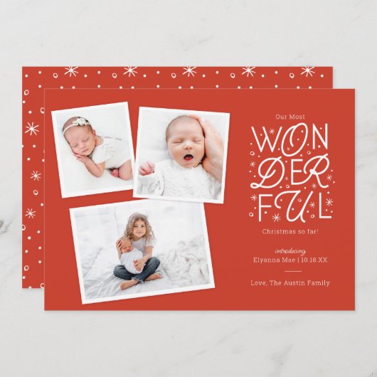 Carte de Noël faire-part de naissance (Devant / Derrière)