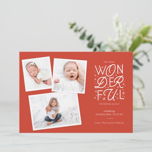 Carte de Noël faire-part de naissance (Debout devant)