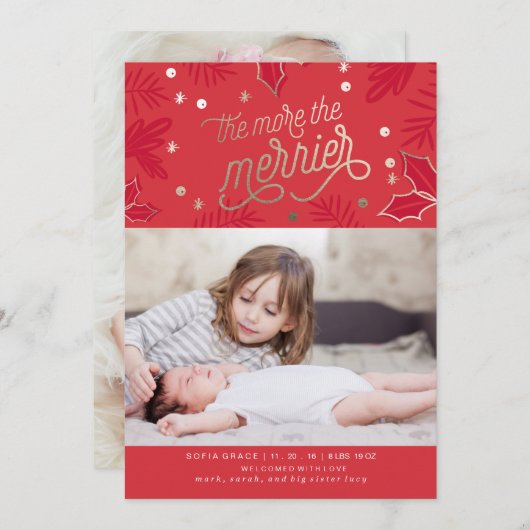 Carte de Noël faire-part de naissance (Devant / Derrière)