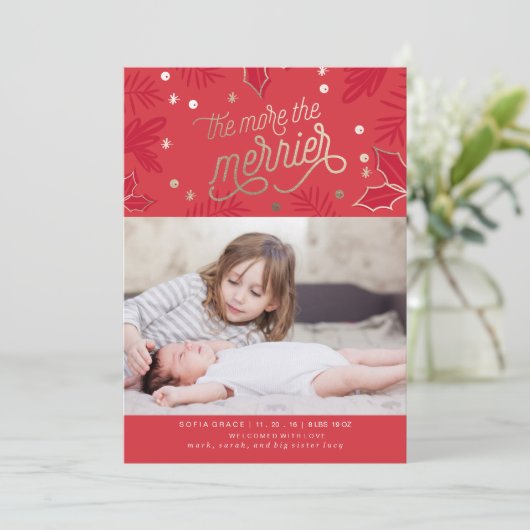 Carte de Noël faire-part de naissance (Debout devant)