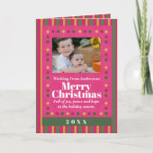 Carte de Noël familiale à rayures de Noël (Devant)