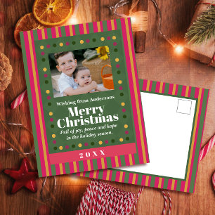Carte de Noël familiale à rayures pour les fêtes