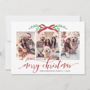 Carte de Noël familiale avec 3 photos de feuillage