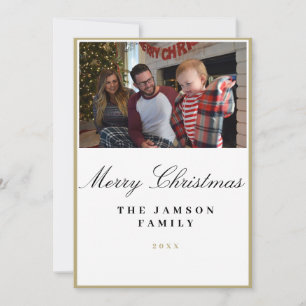 Carte de Noël familiale avec cadre doré minimalist