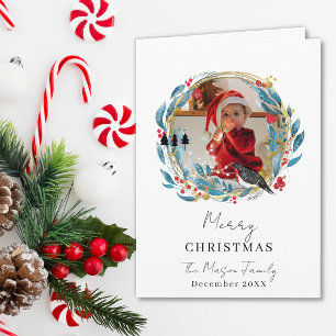 Carte de Noël familiale avec couronne de photos